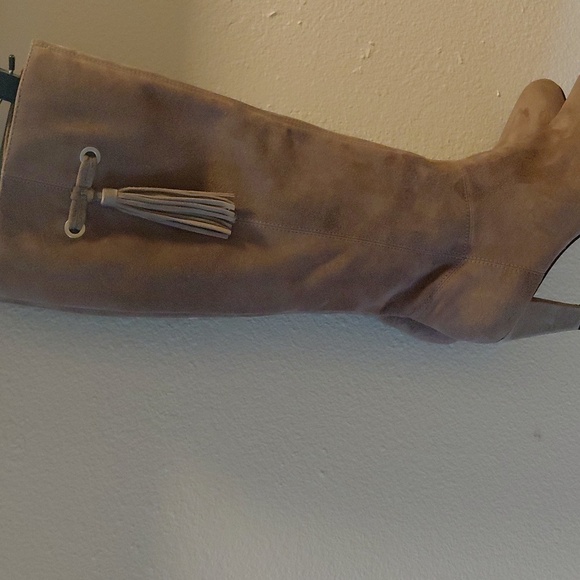 Bandolino Shoes - Bandolino Taupe Suede Over-the-Knee Tassel Boots